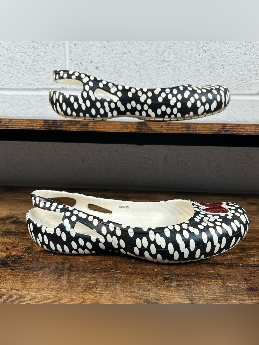 Crocs Disney Minnie Mouse Black White Polka Dot Slip On Kadee Slingback Women 10